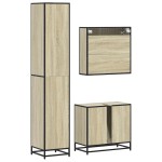 vidaXL Set mobilier de baie, 3 piese, stejar sonoma, lemn prelucrat vidaXL Set mobilier de baie, 3 piese, stejar sonoma, lemn prelucrat