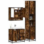 vidaXL Set mobilier de baie, 3 piese, stejar fumuriu, lemn prelucrat vidaXL Set mobilier de baie, 3 piese, stejar fumuriu, lemn prelucrat