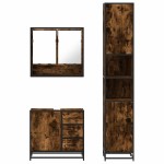 vidaXL Set mobilier de baie, 3 piese, stejar fumuriu, lemn prelucrat vidaXL Set mobilier de baie, 3 piese, stejar fumuriu, lemn prelucrat