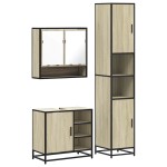 vidaXL Set mobilier de baie, 3 piese, stejar sonoma, lemn prelucrat