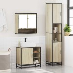 vidaXL Set mobilier de baie, 3 piese, stejar sonoma, lemn prelucrat