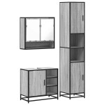 vidaXL Set mobilier de baie, 3 piese, gri sonoma, lemn prelucrat vidaXL Set mobilier de baie, 3 piese, gri sonoma, lemn prelucrat