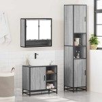 vidaXL Set mobilier de baie, 3 piese, gri sonoma, lemn prelucrat vidaXL Set mobilier de baie, 3 piese, gri sonoma, lemn prelucrat