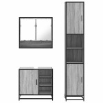 vidaXL Set mobilier de baie, 3 piese, gri sonoma, lemn prelucrat vidaXL Set mobilier de baie, 3 piese, gri sonoma, lemn prelucrat