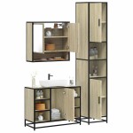 vidaXL Set mobilier de baie, 3 piese, stejar sonoma, lemn prelucrat vidaXL Set mobilier de baie, 3 piese, stejar sonoma, lemn prelucrat