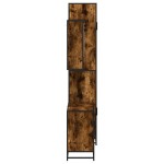 vidaXL Set mobilier de baie, 3 piese, stejar fumuriu, lemn prelucrat