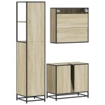 vidaXL Set mobilier de baie, 3 piese, stejar sonoma, lemn prelucrat