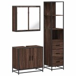 vidaXL Set mobilier de baie, 3 piese, stejar maro, lemn prelucrat