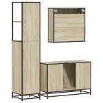 vidaXL Set mobilier de baie, 3 piese, stejar sonoma, lemn prelucrat vidaXL Set mobilier de baie, 3 piese, stejar sonoma, lemn prelucrat