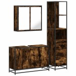 vidaXL Set mobilier de baie, 3 piese, stejar fumuriu, lemn prelucrat vidaXL Set mobilier de baie, 3 piese, stejar fumuriu, lemn prelucrat