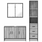 vidaXL Set mobilier de baie, 3 piese, gri sonoma, lemn prelucrat vidaXL Set mobilier de baie, 3 piese, gri sonoma, lemn prelucrat