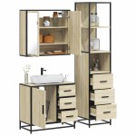 vidaXL Set mobilier de baie, 3 piese, stejar sonoma, lemn prelucrat vidaXL Set mobilier de baie, 3 piese, stejar sonoma, lemn prelucrat