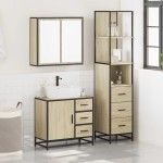 vidaXL Set mobilier de baie, 3 piese, stejar sonoma, lemn prelucrat vidaXL Set mobilier de baie, 3 piese, stejar sonoma, lemn prelucrat