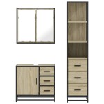 vidaXL Set mobilier de baie, 3 piese, stejar sonoma, lemn prelucrat vidaXL Set mobilier de baie, 3 piese, stejar sonoma, lemn prelucrat