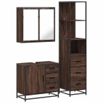 vidaXL Set mobilier de baie, 3 piese, stejar maro, lemn prelucrat