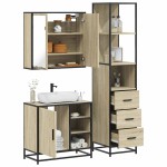 vidaXL Set mobilier de baie, 3 piese, stejar sonoma, lemn prelucrat vidaXL Set mobilier de baie, 3 piese, stejar sonoma, lemn prelucrat