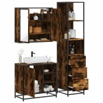 vidaXL Set mobilier de baie, 3 piese, stejar fumuriu, lemn prelucrat vidaXL Set mobilier de baie, 3 piese, stejar fumuriu, lemn prelucrat