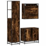 vidaXL Set mobilier de baie, 3 piese, stejar fumuriu, lemn prelucrat vidaXL Set mobilier de baie, 3 piese, stejar fumuriu, lemn prelucrat