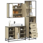vidaXL Set mobilier de baie, 3 piese, stejar sonoma, lemn prelucrat vidaXL Set mobilier de baie, 3 piese, stejar sonoma, lemn prelucrat