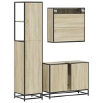 vidaXL Set mobilier de baie, 3 piese, stejar sonoma, lemn prelucrat vidaXL Set mobilier de baie, 3 piese, stejar sonoma, lemn prelucrat