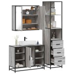 vidaXL Set mobilier de baie, 3 piese, gri sonoma, lemn prelucrat vidaXL Set mobilier de baie, 3 piese, gri sonoma, lemn prelucrat