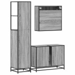 vidaXL Set mobilier de baie, 3 piese, gri sonoma, lemn prelucrat vidaXL Set mobilier de baie, 3 piese, gri sonoma, lemn prelucrat