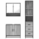 vidaXL Set mobilier de baie, 3 piese, gri sonoma, lemn prelucrat vidaXL Set mobilier de baie, 3 piese, gri sonoma, lemn prelucrat
