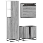 vidaXL Set mobilier de baie, 3 piese, gri sonoma, lemn prelucrat vidaXL Set mobilier de baie, 3 piese, gri sonoma, lemn prelucrat