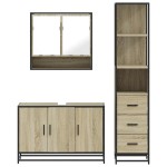 vidaXL Set mobilier de baie, 3 piese, stejar sonoma, lemn prelucrat
