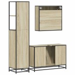 vidaXL Set mobilier de baie, 3 piese, stejar sonoma, lemn prelucrat