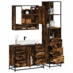 vidaXL Set mobilier de baie, 3 piese, stejar fumuriu, lemn prelucrat vidaXL Set mobilier de baie, 3 piese, stejar fumuriu, lemn prelucrat