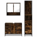 vidaXL Set mobilier de baie, 3 piese, stejar fumuriu, lemn prelucrat vidaXL Set mobilier de baie, 3 piese, stejar fumuriu, lemn prelucrat