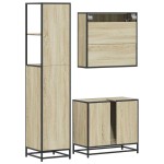 vidaXL Set mobilier de baie, 3 piese, stejar sonoma, lemn prelucrat vidaXL Set mobilier de baie, 3 piese, stejar sonoma, lemn prelucrat