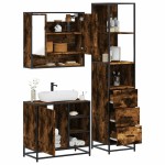 vidaXL Set mobilier de baie, 3 piese, stejar fumuriu, lemn prelucrat vidaXL Set mobilier de baie, 3 piese, stejar fumuriu, lemn prelucrat