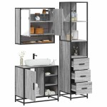 vidaXL Set mobilier de baie, 3 piese, gri sonoma, lemn prelucrat vidaXL Set mobilier de baie, 3 piese, gri sonoma, lemn prelucrat