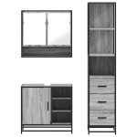 vidaXL Set mobilier de baie, 3 piese, gri sonoma, lemn prelucrat vidaXL Set mobilier de baie, 3 piese, gri sonoma, lemn prelucrat