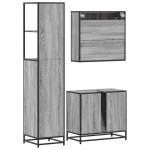 vidaXL Set mobilier de baie, 3 piese, gri sonoma, lemn prelucrat vidaXL Set mobilier de baie, 3 piese, gri sonoma, lemn prelucrat
