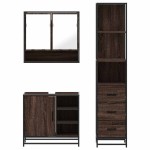 vidaXL Set mobilier de baie, 3 piese, stejar maro, lemn prelucrat
