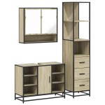 vidaXL Set de mobilier de baie din 3 piese din lemn de stejar Sonoma vidaXL Set de mobilier de baie din 3 piese din lemn de stejar Sonoma