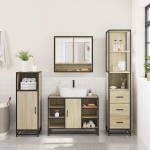 vidaXL Set de mobilier de baie din 3 piese din lemn de stejar Sonoma vidaXL Set de mobilier de baie din 3 piese din lemn de stejar Sonoma