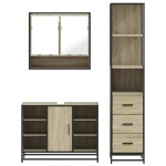 vidaXL Set de mobilier de baie din 3 piese din lemn de stejar Sonoma vidaXL Set de mobilier de baie din 3 piese din lemn de stejar Sonoma