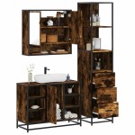 vidaXL Set de mobilier de baie din 3 piese din lemn de stejar afumat vidaXL Set de mobilier de baie din 3 piese din lemn de stejar afumat