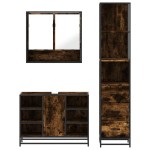 vidaXL Set de mobilier de baie din 3 piese din lemn de stejar afumat vidaXL Set de mobilier de baie din 3 piese din lemn de stejar afumat