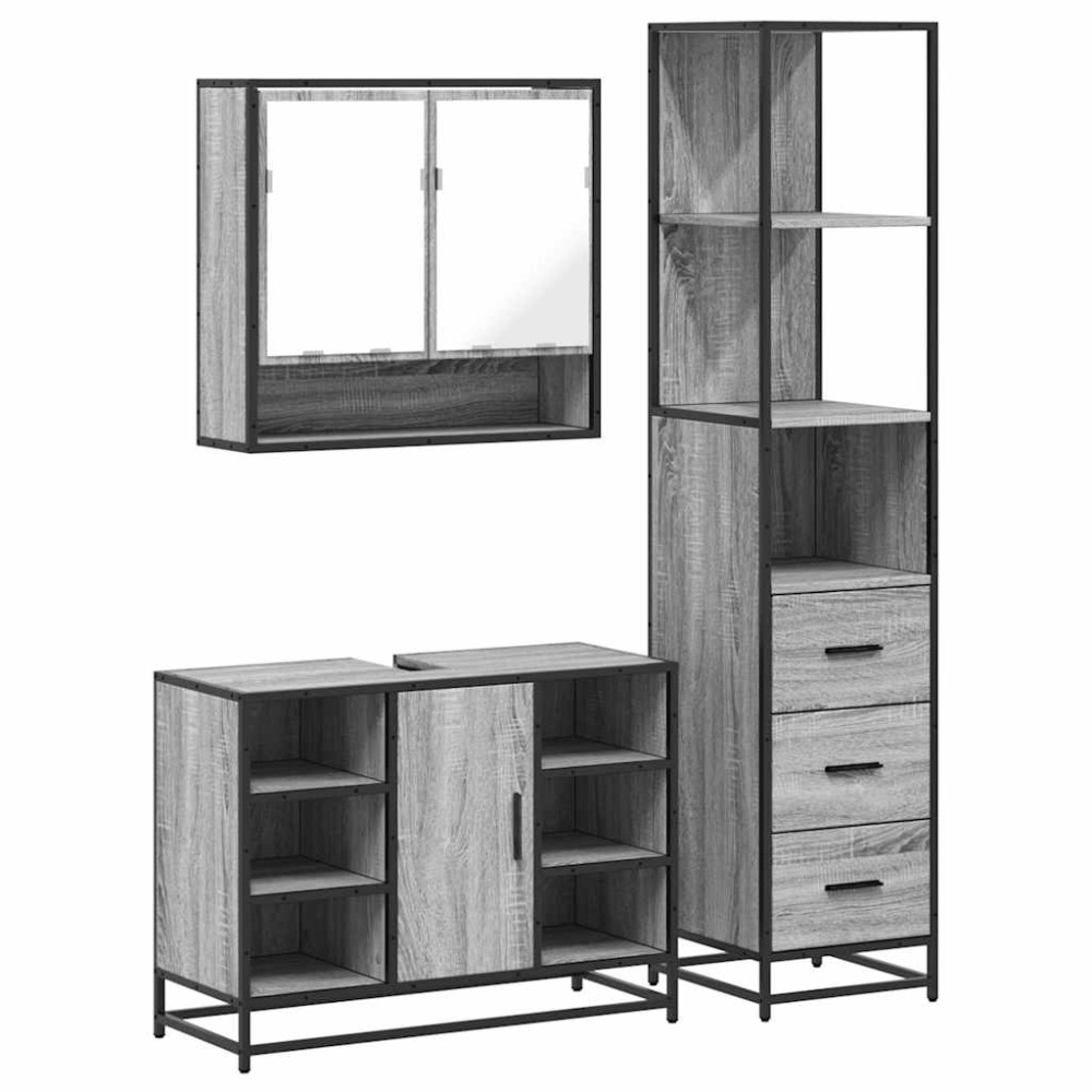 vidaXL Set de mobilier de baie 3 piese Lemn greșit Sonoma
