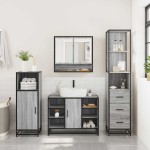 vidaXL Set de mobilier de baie 3 piese Lemn greșit Sonoma vidaXL Set de mobilier de baie 3 piese Lemn greșit Sonoma
