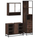 vidaXL Set de mobilier de baie din 3 piese din lemn de stejar maro vidaXL Set de mobilier de baie din 3 piese din lemn de stejar maro