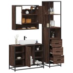 vidaXL Set de mobilier de baie din 3 piese din lemn de stejar maro vidaXL Set de mobilier de baie din 3 piese din lemn de stejar maro