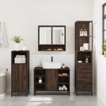 vidaXL Set de mobilier de baie din 3 piese din lemn de stejar maro vidaXL Set de mobilier de baie din 3 piese din lemn de stejar maro