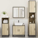 vidaXL Set de mobilier de baie din 4 piese din lemn de stejar Sonoma vidaXL Set de mobilier de baie din 4 piese din lemn de stejar Sonoma