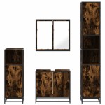 vidaXL Set de mobilier de baie 4 piese Lemn prelucrat de stejar afumat vidaXL Set de mobilier de baie 4 piese Lemn prelucrat de stejar afumat